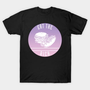 Eat The Rich Retro Cook Out Art Words Inside Purple Pink Summer T-Shirt